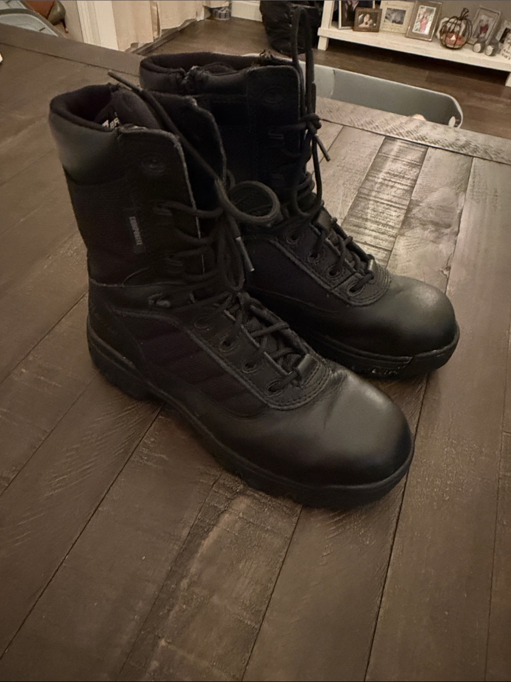 Bates Tactical Black Lace-Up Combat Boots with Side Zipper